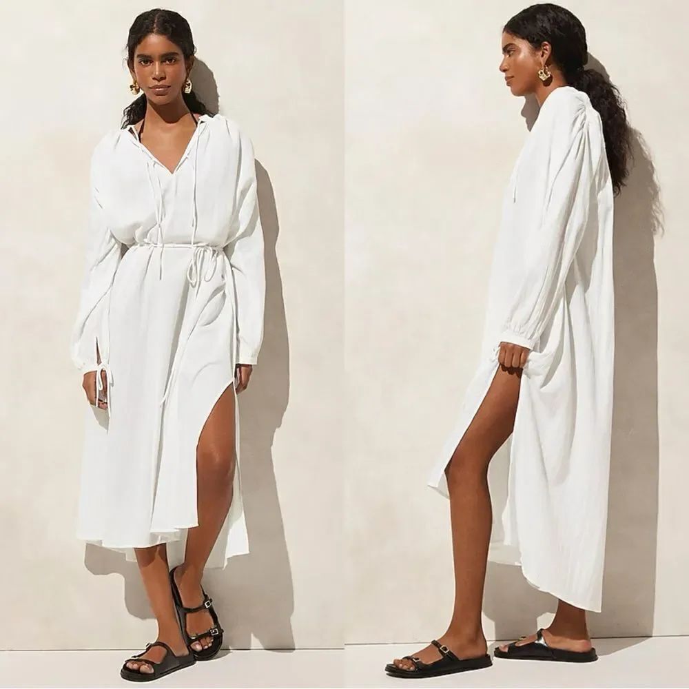 NWT J CREW Airy gauze tunic dress in white